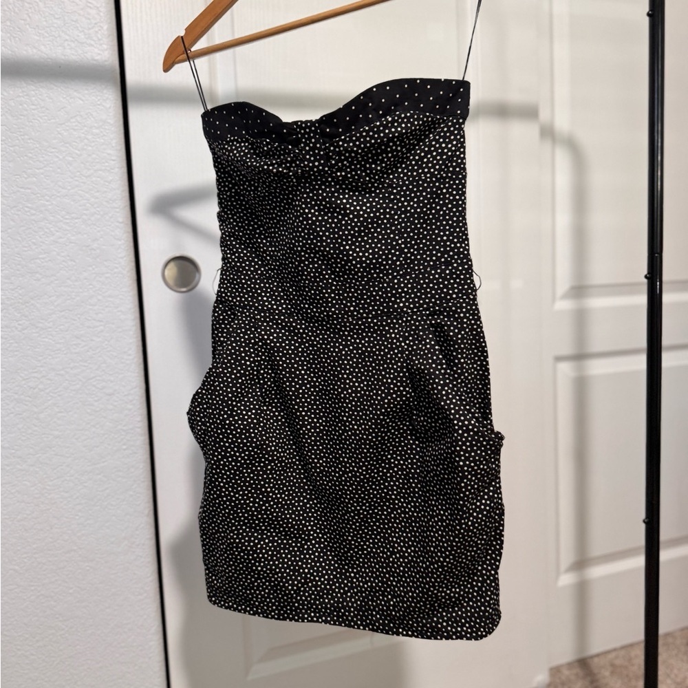Zara TRF Mini Elegant Black Polka Dot Dress / missing belt - Picture 2 of 3